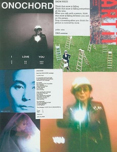Photo Collage of Yoko Ono with text from her poem Snow Piece