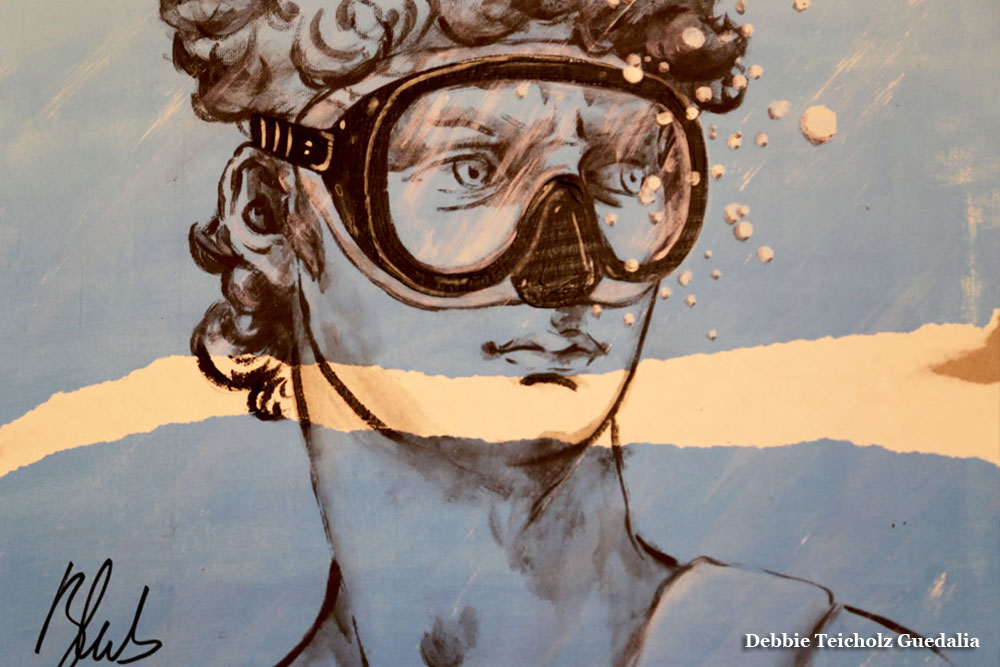 David with Swimming Goggles Mural, Florence Italy