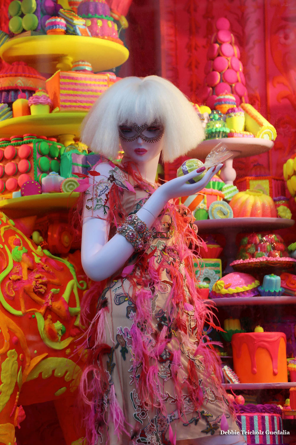 Bright Pink Mannequin with Candy, Bergdorf Goodman, Window, 2019