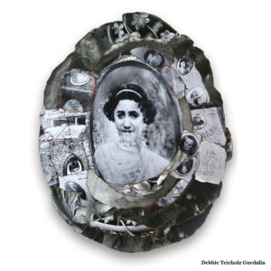 The Photo Collage memorializes anonymous French gravestone portraits from the Holocaust era.